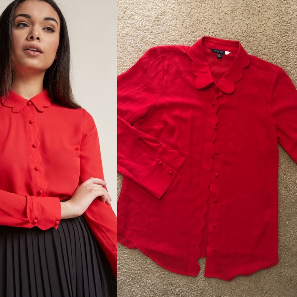 Scalloped Collar Buttoned Blouse